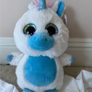 Plush Unicorn Stuffed Animal - White and Blue